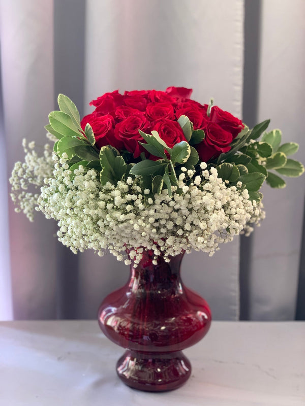 2 Dozen Red Rose Arrangement - Brentwood Florist